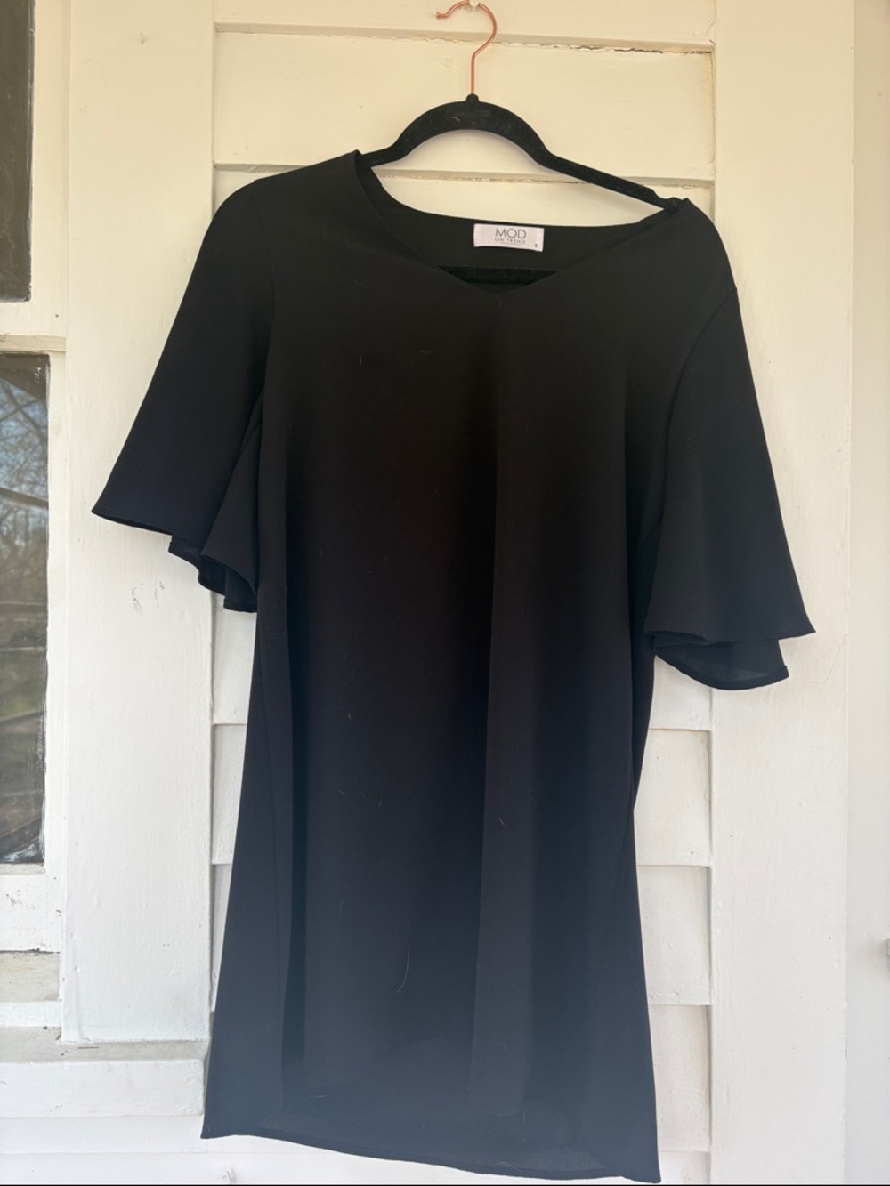 MOD Scoop Neck Black Flutter Sleeve Dress